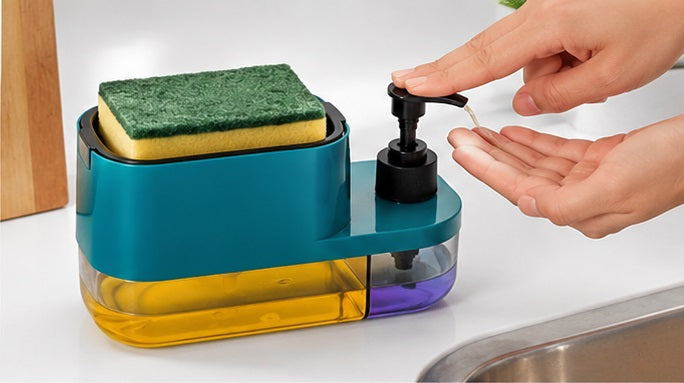 3-in-1 Soap Pump Dispenser with Sponge Holder | Kitchen Sink Organizer