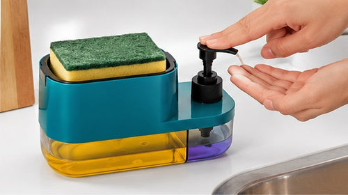3-in-1 Soap Pump Dispenser with Sponge Holder | Kitchen Sink Organizer